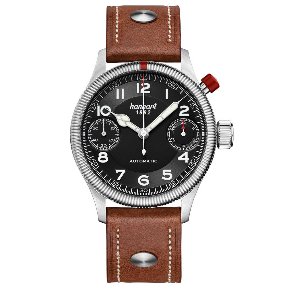 Hanhart PIONEER MonoScope schwarz, kannelierte Lünette