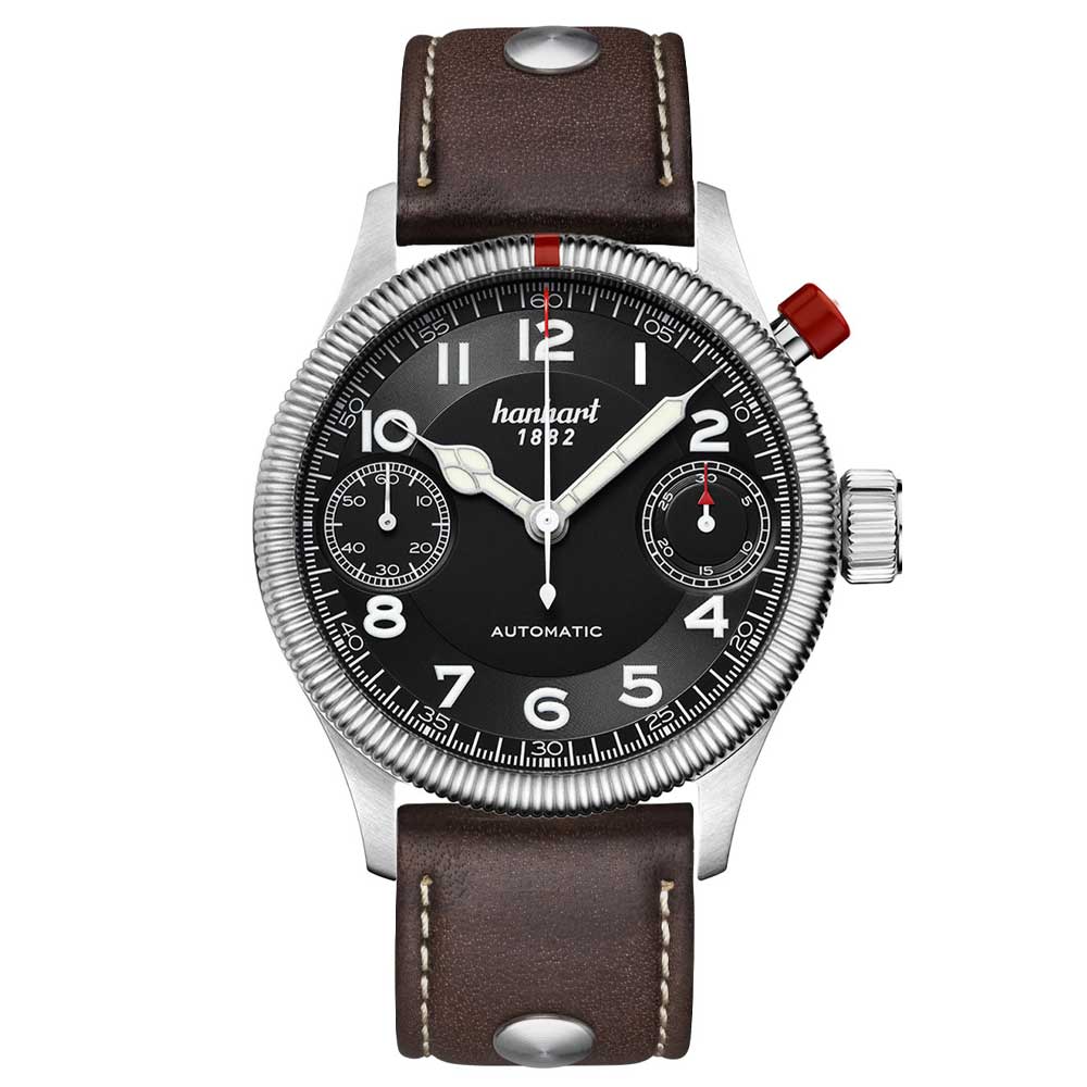 Hanhart PIONEER MonoScope schwarz, kannelierte Lünette