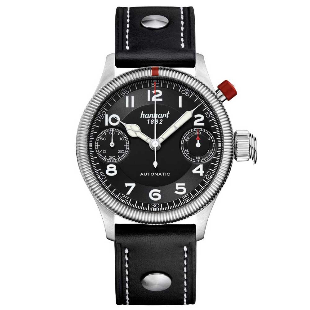 Hanhart PIONEER MonoScope schwarz, kannelierte Lünette