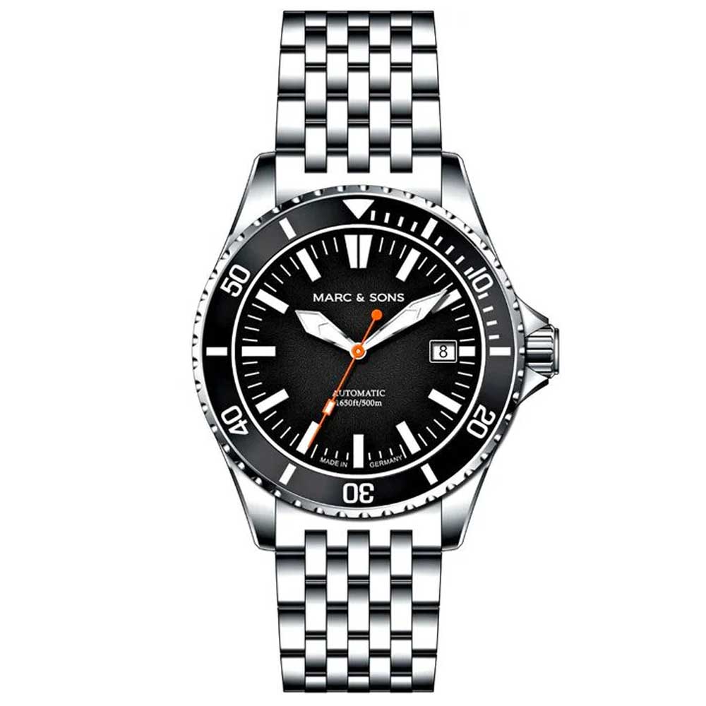 MARC & SONS Black 42mm Serie Professional IV MSD-049-01-S