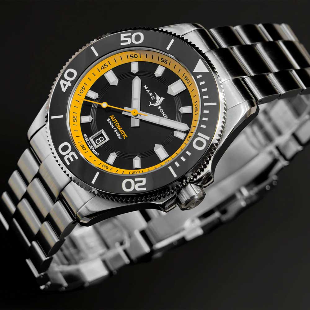 MARC & SONS Classic Diver Yellow Black 42,5mm MSD-051-04-S
