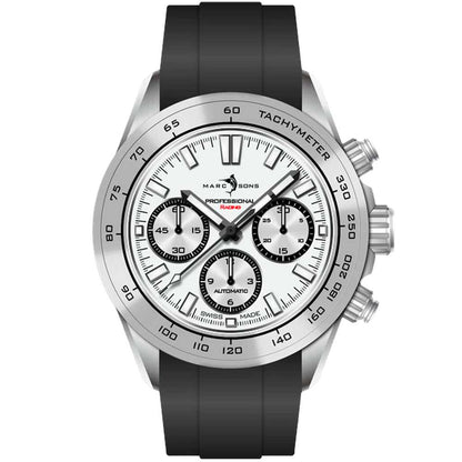 MARC & SONS Tricompax Racing 43mm Steel White MSC-RC-005-S 300m Swiss Made