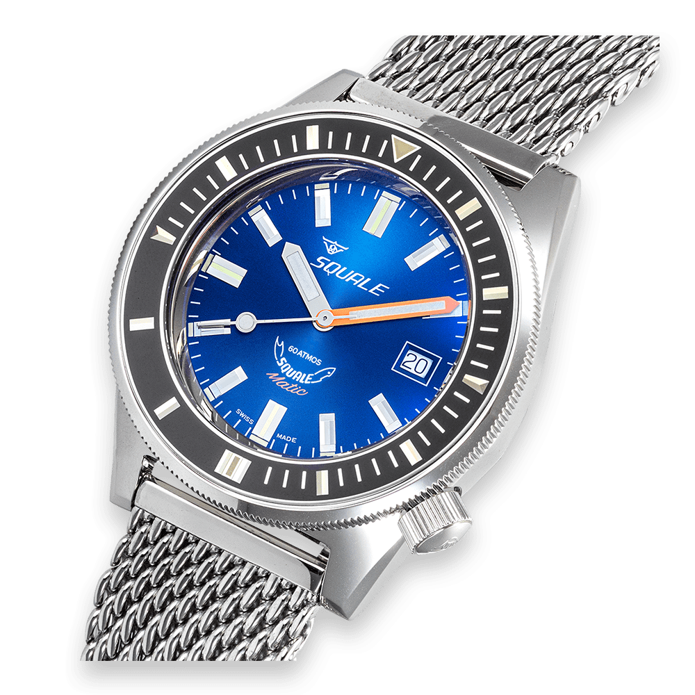 Squale Matic Dark Blue Mesh MATICXSB.ME22 Milanaise Edelstahlband Taucheruhr