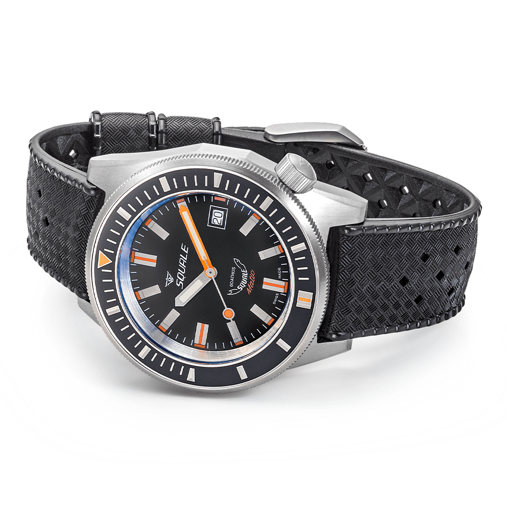 Squale Matic Satin Black Rubber MATICXSG.HT Tropical Band Taucheruhr