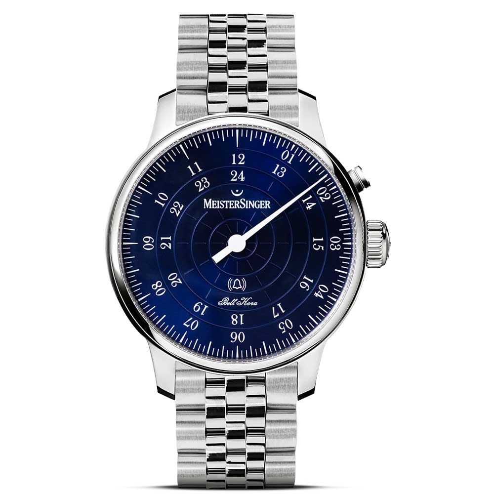 MeisterSinger Bell Hora - Sonnenschliff Blau Vintage Metallgliederband