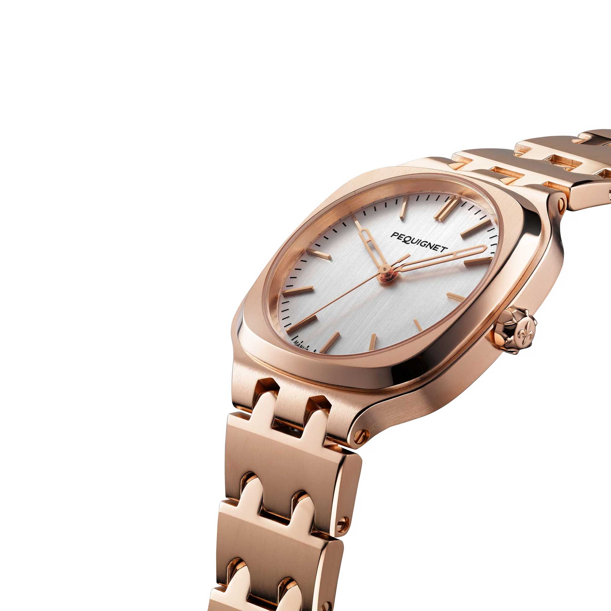 PEQUIGNET CONCORDE GOLD WATCH 5N rose gold case, silver dial 9043333