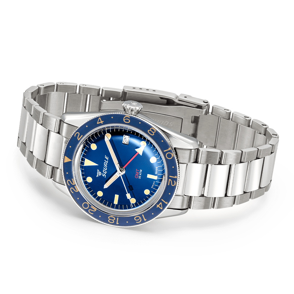 Squale Sub-39 GMT Vintage Blue SUB-39GMTB.BR22 Edelstahlband GMT-Taucheruhr