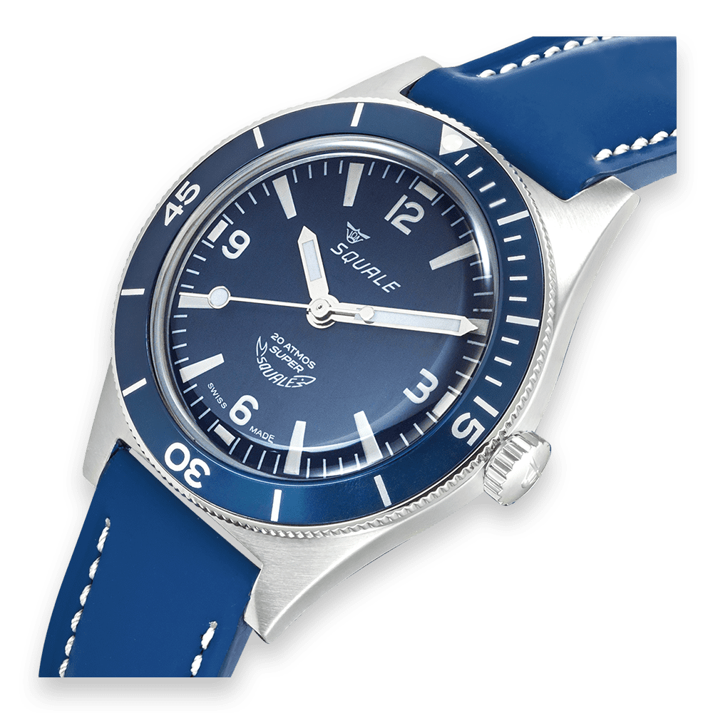 Super Squale Arabic Numerals Blue Leather SUPERMBLBL.RLBL Lederband Taucheruhr