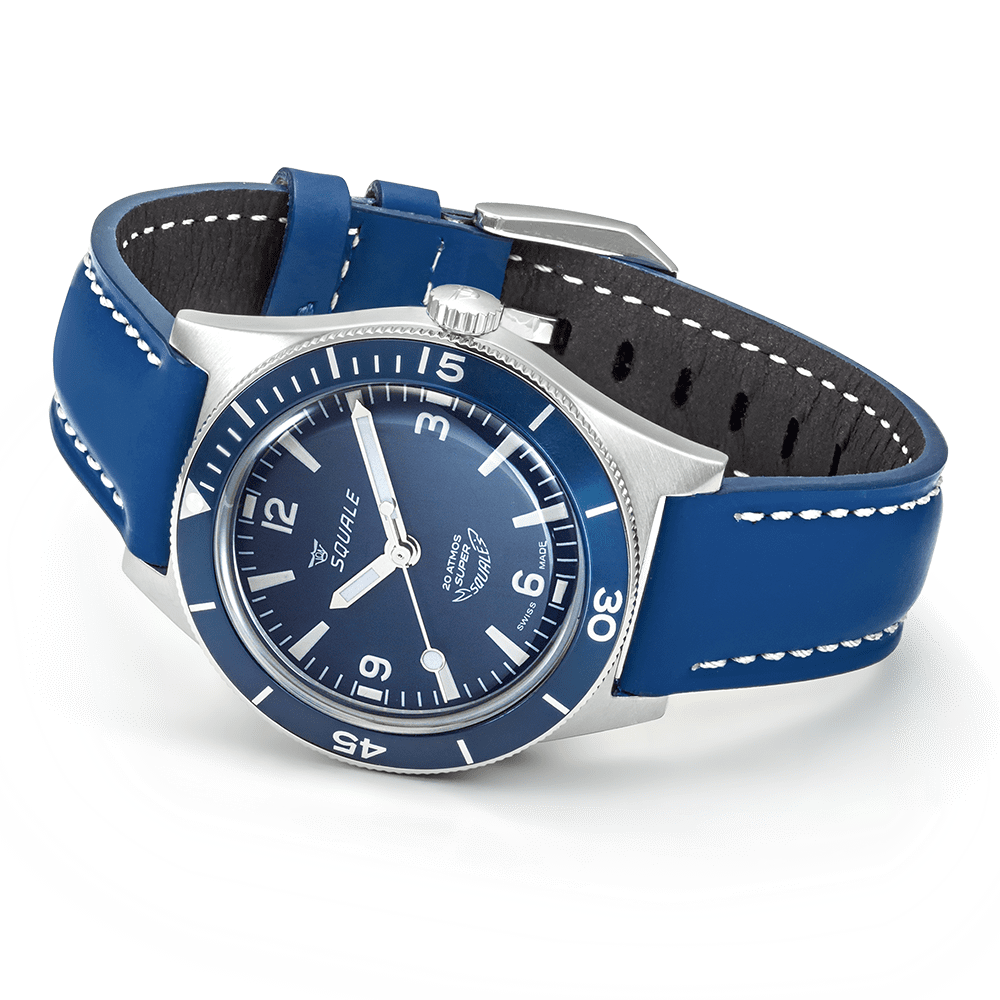 Super Squale Arabic Numerals Blue Leather SUPERMBLBL.RLBL Lederband Taucheruhr