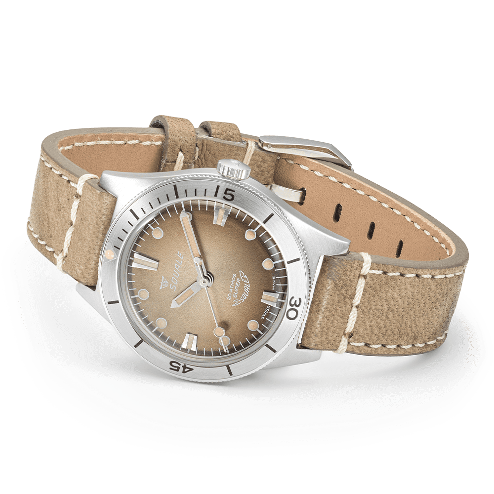 Super Squale Sunray Brown Leather SUPERSSBW.PBW Lederband Taucheruhr