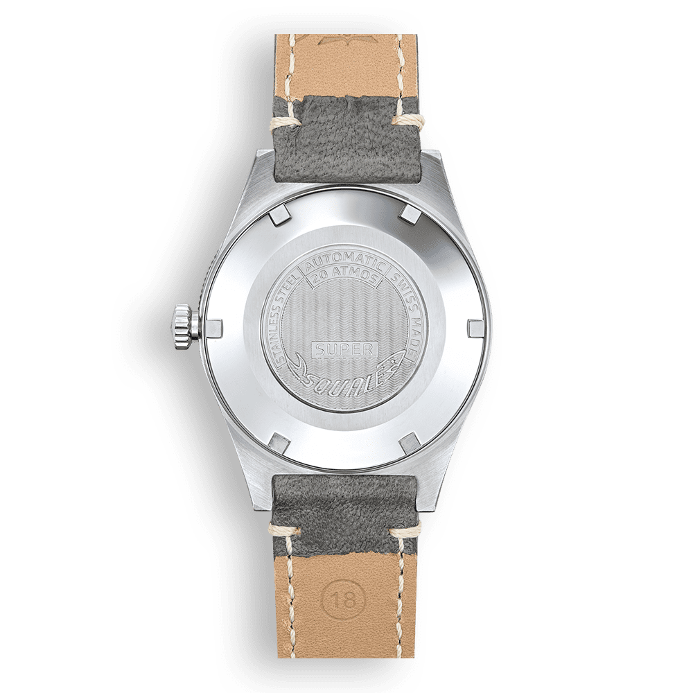 Super Squale Sunray Grey Leather SUPERSSG.PG Lederband Taucheruhr