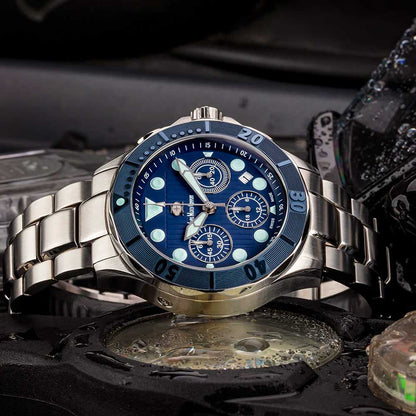 SWC Chronograph Blue Swiss Watch Company Swiss Made 300m 