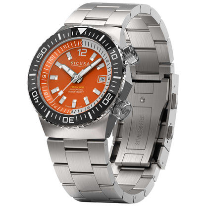 Sicura Hexa 400 – Orangefarbenes Zifferblatt H400.SS.A.40ATM.03.SS