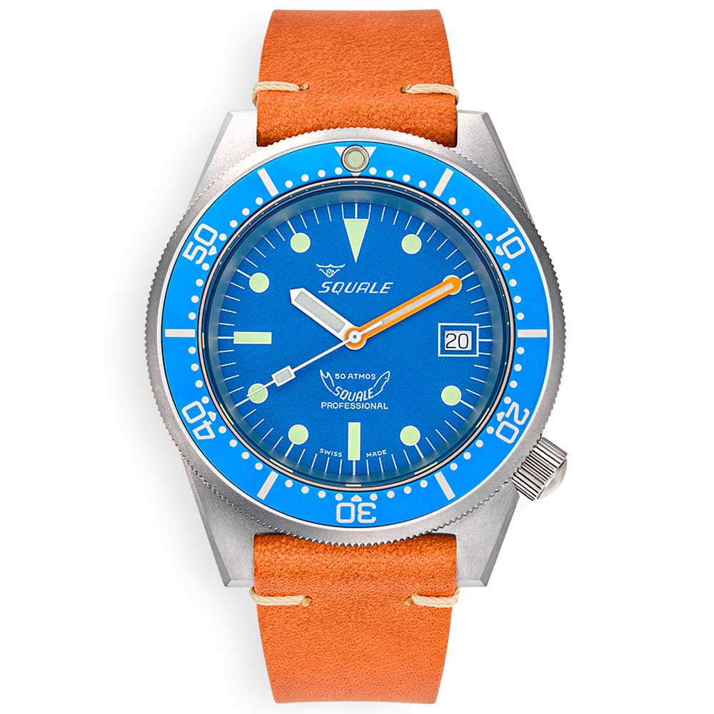 Squale 1521 Blue Blasted Leather 1521BLUEBL.PC Lederband Taucheruhr