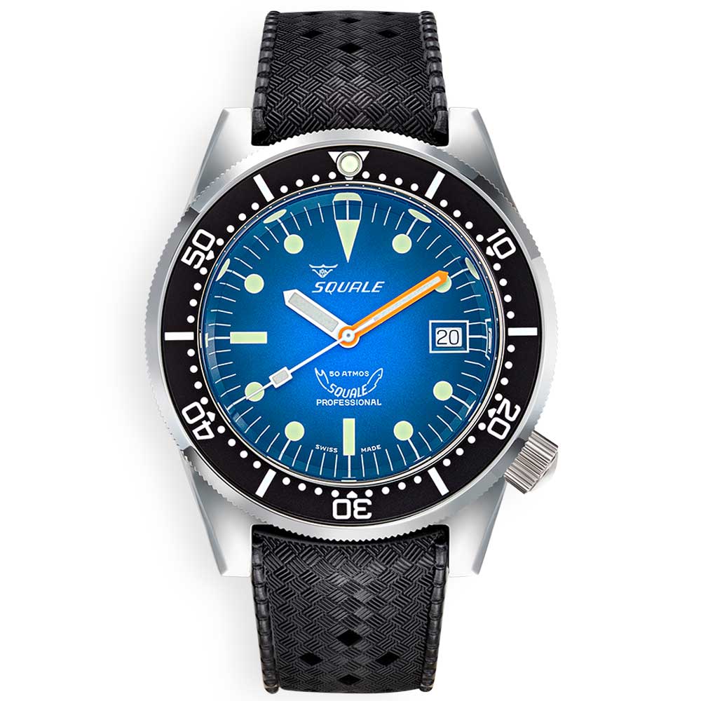 Squale 1521 Blue Ray Rubber 1521PROFD.HT rubber strap diving watch