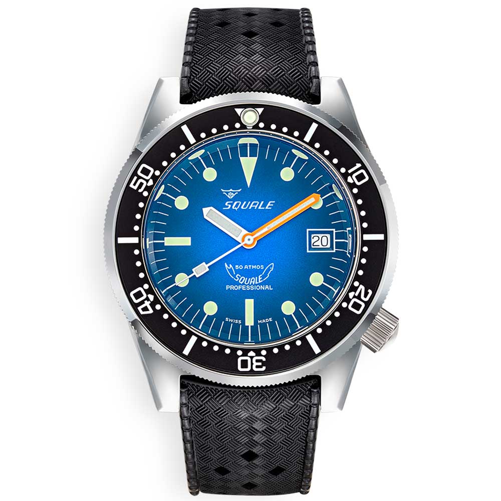 Squale 1521 Blue Ray Rubber 1521PROFD.HT Kautschukband Taucheruhr