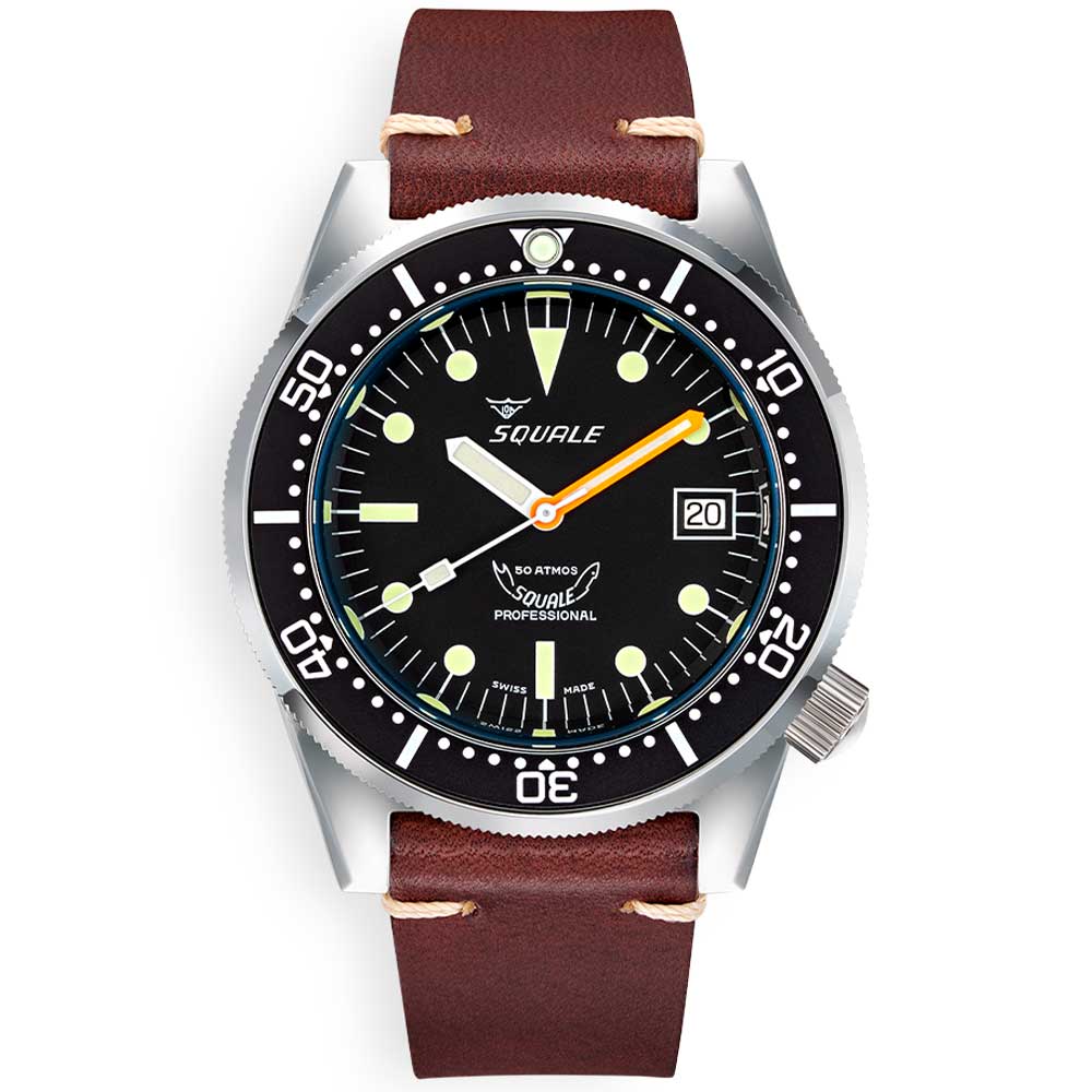 Squale 1521 Classic Leather 1521CL.PS Lederband Taucheruhr
