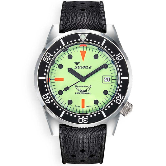 Squale 1521 Full Luminous 1521FULL.HT Rubber Strap Diving Watch