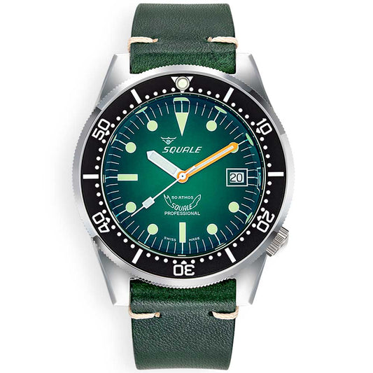 Squale 1521 Green Ray 1521PROFGR.PVE leather strap diving watch