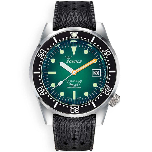 Squale 1521 Green Ray Rubber 1521PROFGR.HT rubber strap diving watch