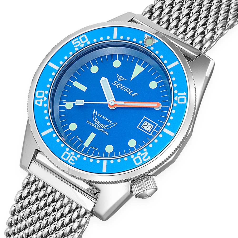 Squale 1521 Ocean blau 1521OCN.ME20 Milanaise Edelstahlband Taucheruhr