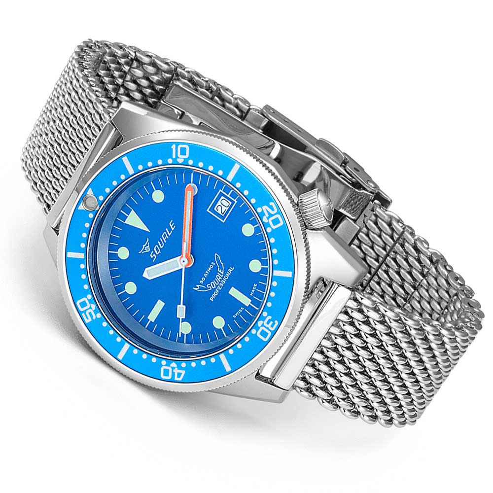 Squale 1521 Ocean blau 1521OCN.ME20 Milanaise Edelstahlband Taucheruhr