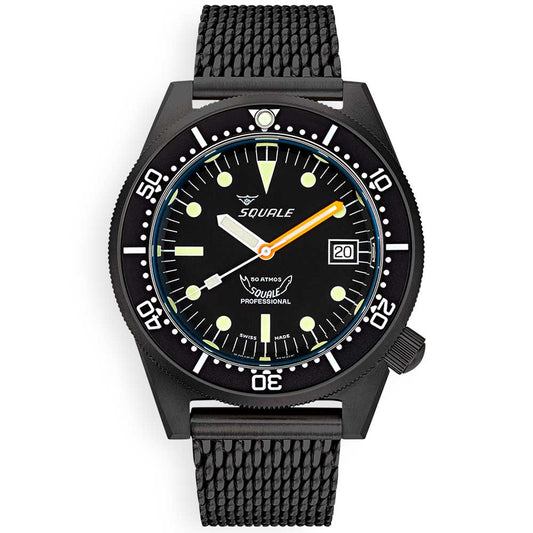 Squale 1521 Pvd Black Mesh 1521PVD.MEPVD20 Milainaise Stainless Steel Band Dive Watch
