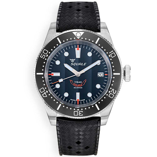 Squale 1545 Black Rubber 1545BKBKC.HT Leather Strap Diving Watch