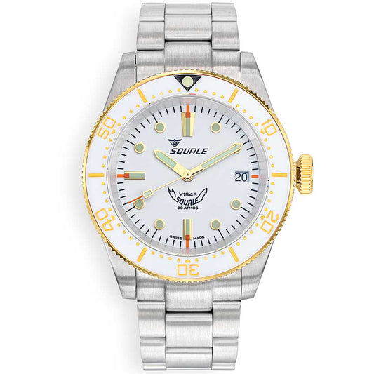 Squale 1545 White Bracelet 1545WTWT.AC Stainless Steel Band Diving Watch