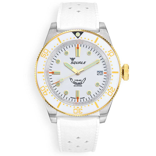 Squale 1545 White Rubber 1545WTWT.HTW rubber strap diving watch