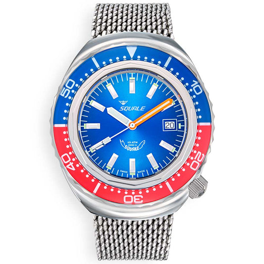 Squale 2002 Blue-Red 2002.SS.BLR.BL.ME22 Milanaise Band Taucheruhr