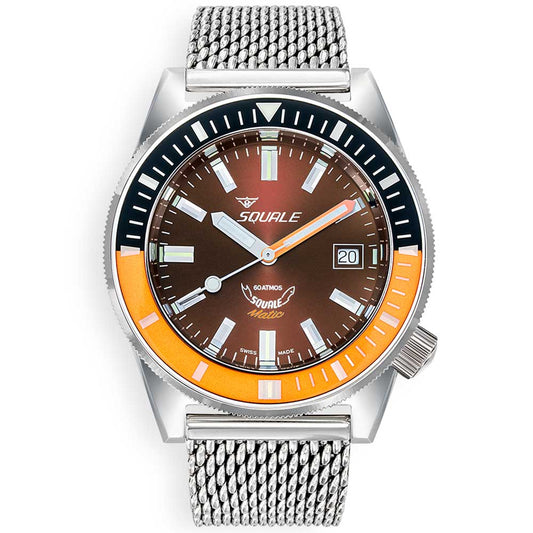 Squale Matic Chocolate Mesh MATICXSD.ME22 Milanese Stainless Steel Band Diving Watch