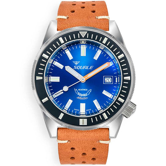 Squale Matic Dark Blue Leather MATICXSB.PTC leather strap diving watch
