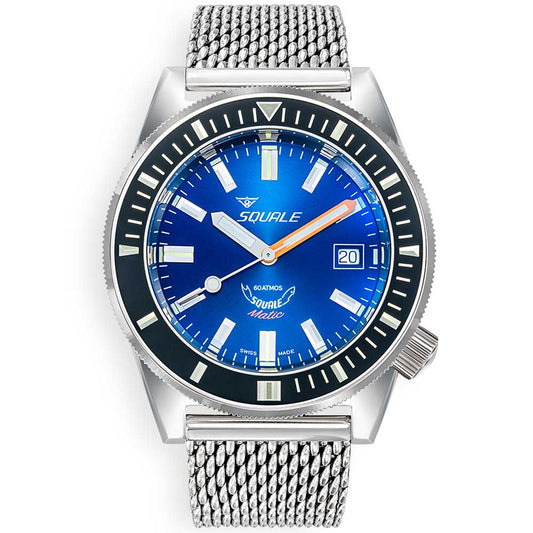 Squale Matic Dark Blue Mesh MATICXSB.ME22 Milanese Stainless Steel Band Diving Watch