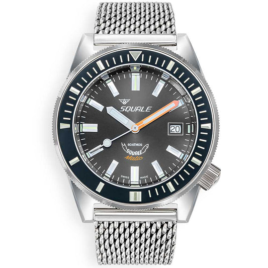 Squale Matic Gray Mesh MATICXSA.ME22 Milanese Stainless Steel Band Diving Watch