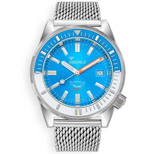 Squale Matic Light Blue Mesh MATICXSE.ME22 Milanese Stainless Steel Band Diving Watch