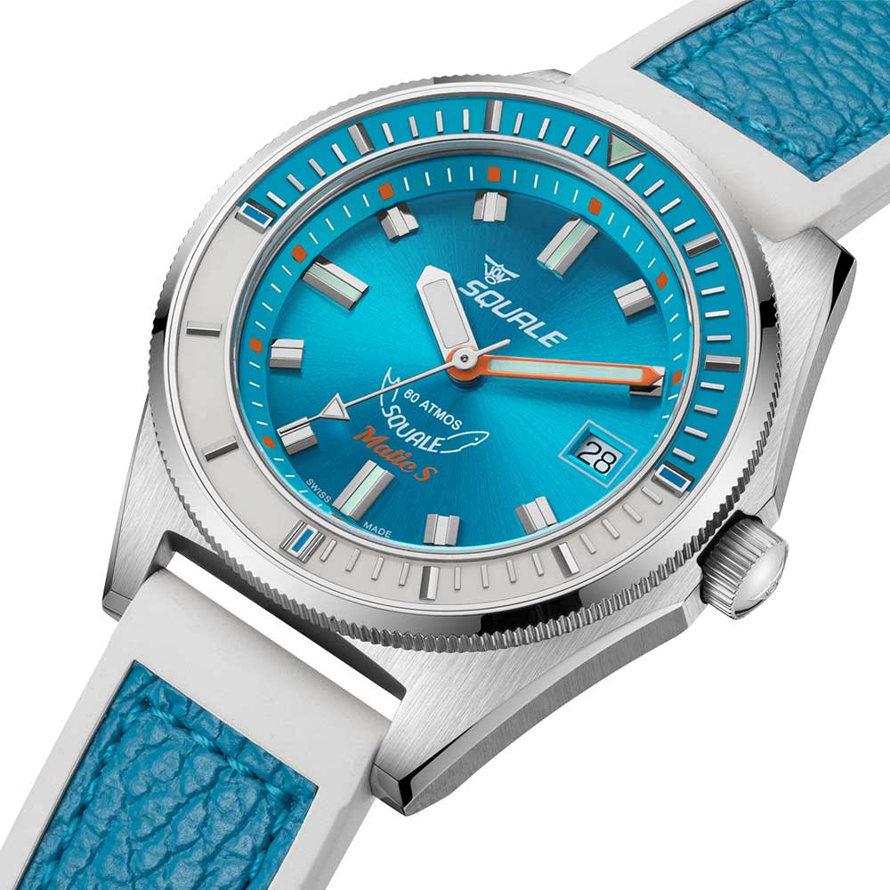 Squale Matic S Light Blue HydroLeather MATICLBWLB.RLWLB Fotouhr