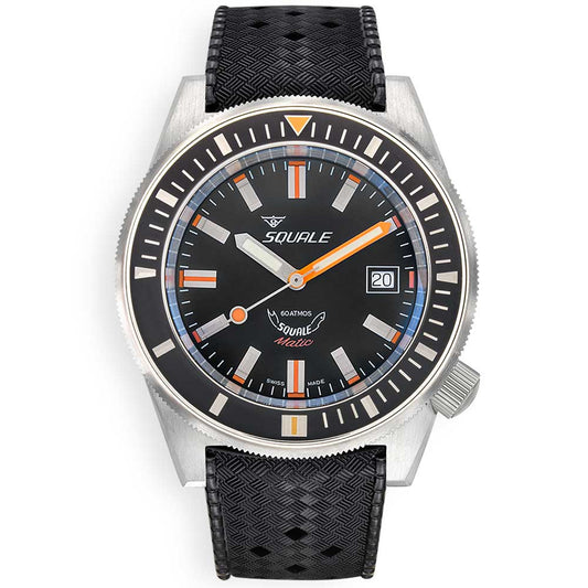 Squale Matic Satin Black Rubber MATICXSG.HT Tropical Band Dive Watch