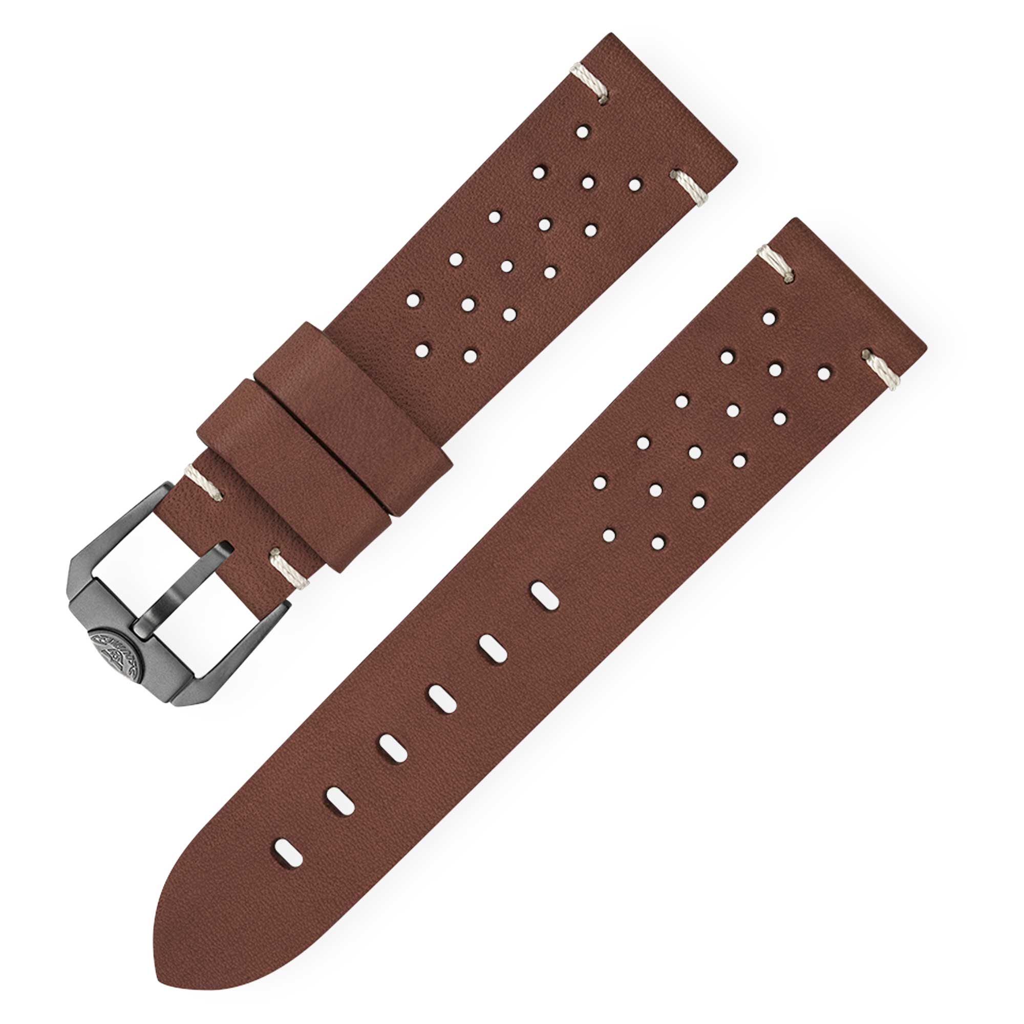 Squale Perforated Dark Brown Leather Strap - 22mm CINU1565GD
