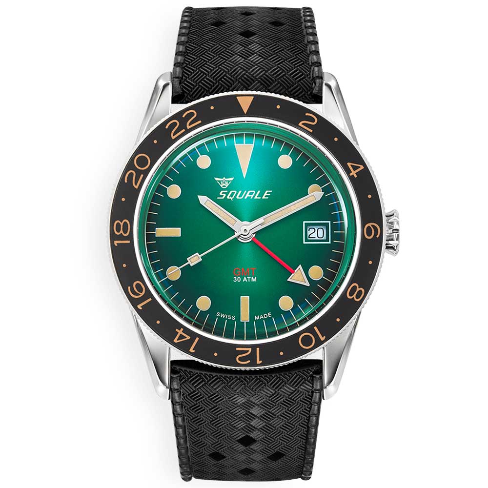 Squale Sub-39 GMT Vintage Green SUB-39GMGR.HT Kautschukband GMT-Taucheruhr
