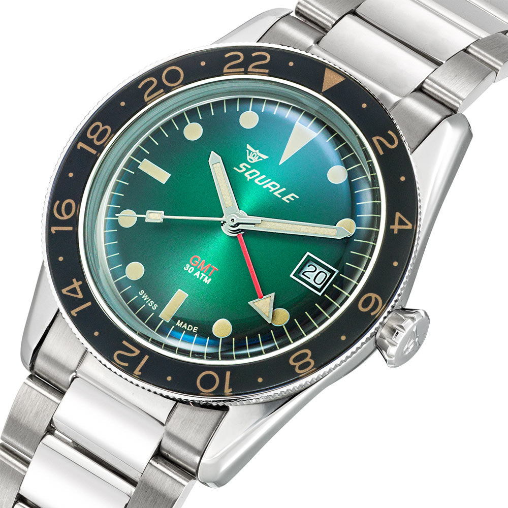 Squale Sub-39 GMT Vintage Green (grün) SUB-39GMGR.BR22 Taucheruhr