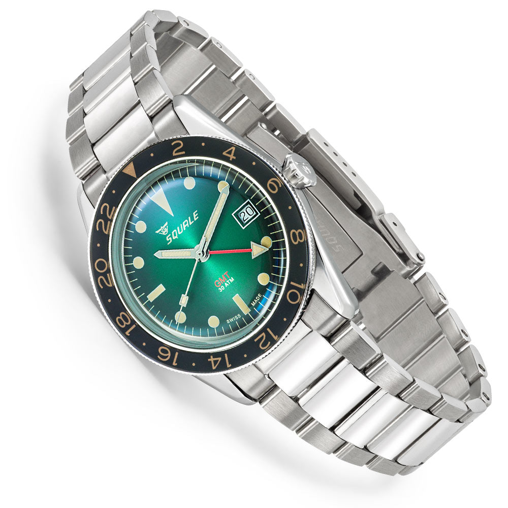 Squale Sub-39 GMT Vintage Green (grün) SUB-39GMGR.BR22 Taucheruhr