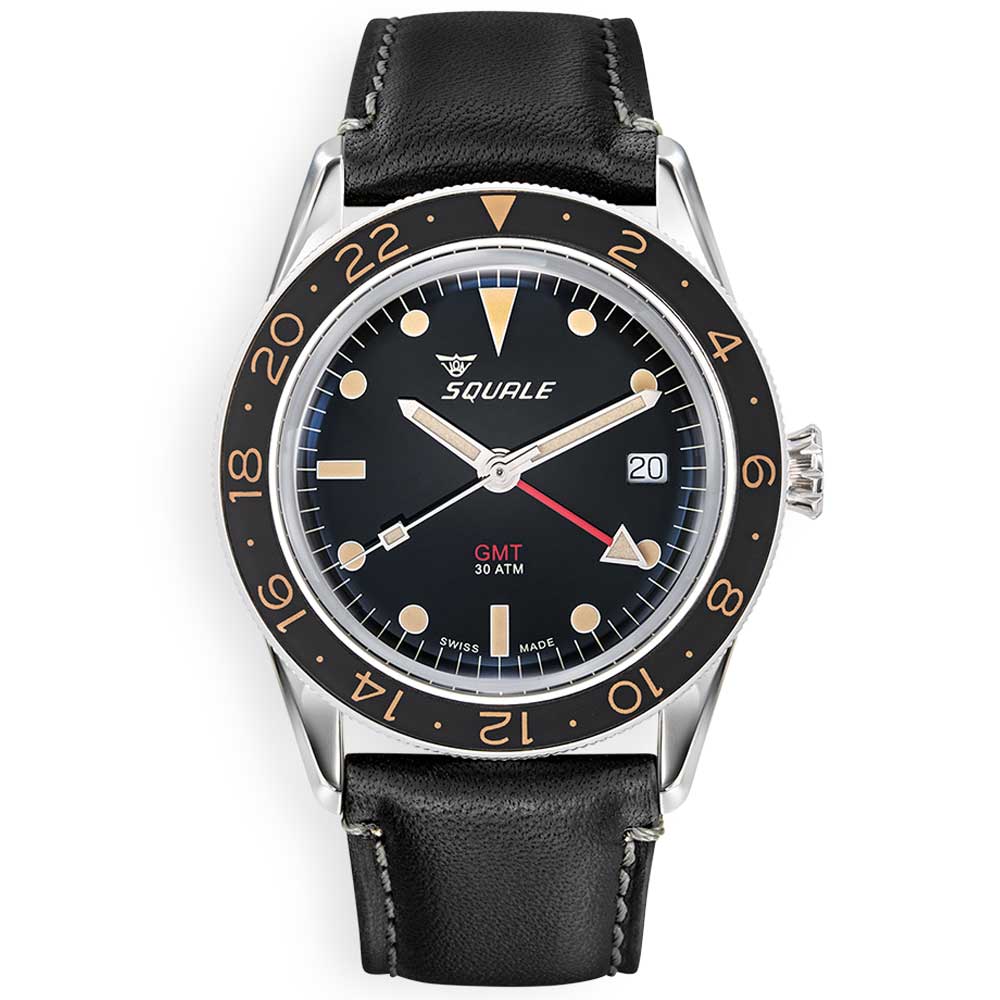 Squale Sub-39 GMT Vintage SUB-39GMTV.PN Lederband GMT-Taucheruhr