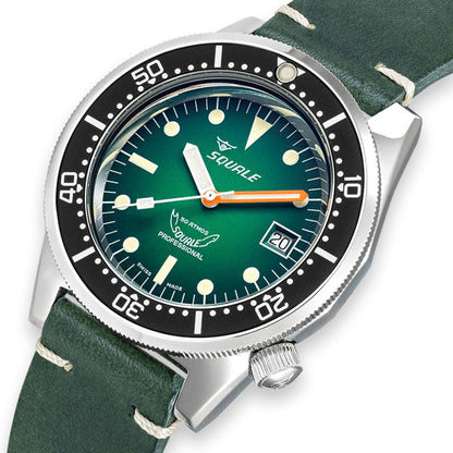 Squale 1521 Green Ray 1521PROFGR.PVE Lederband Taucheruhr