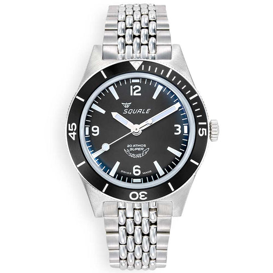 Super Squale Arabic Numerals Black Bracelet SUPERMBKBK.AC stainless steel strap diving watch