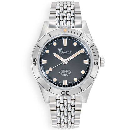 Super Squale Sunray Black Bracelet SUPERSSBK.AC Edelstahlband Taucheruhr