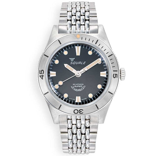 Super Squale Sunray Black Bracelet SUPERSSBK.AC Stainless Steel Band Diving Watch