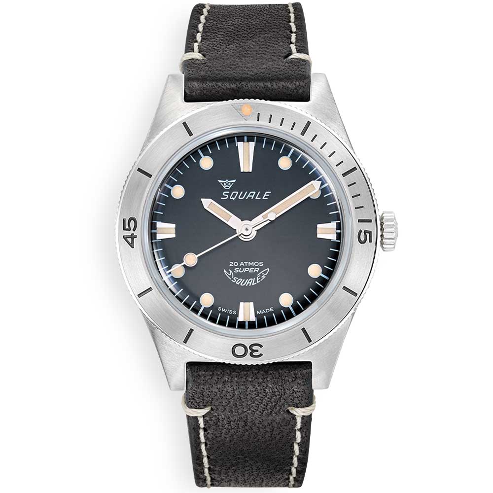 Super Squale Sunray Black Leather SUPERSSBK.PN Lederband Taucheruhr