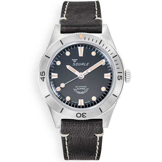 Super Squale Sunray Black Leather SUPERSSBK.PN Leather Strap Diving Watch