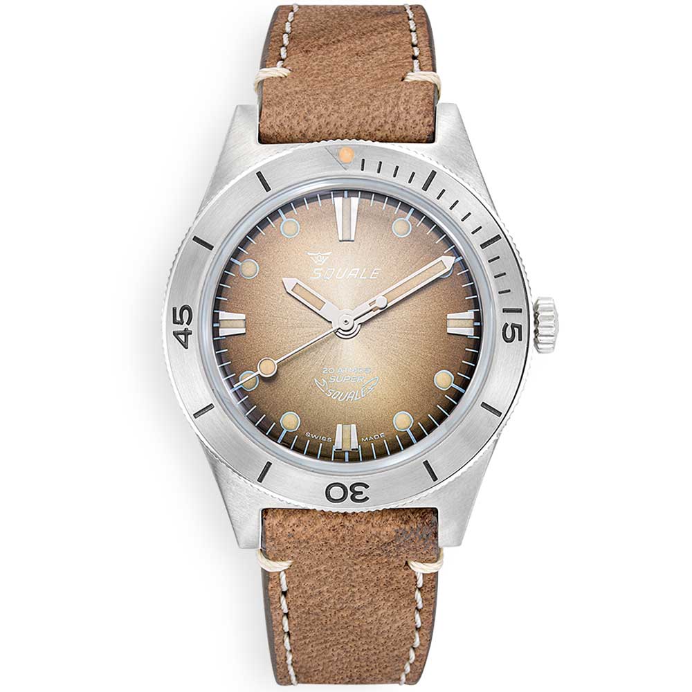 Super Squale Sunray Brown Leather SUPERSSBW.PBW Lederband Taucheruhr